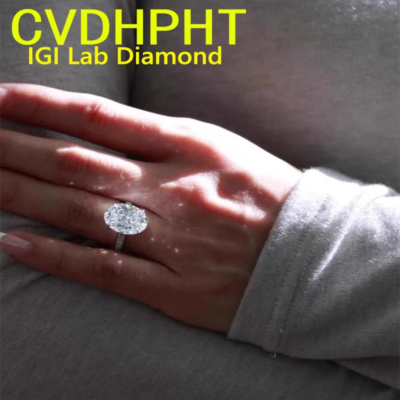 

5Ct Au750 18K White Gold Ring Lab Growing Diamond Ring Oval shape D VS1 Wedding Engagement Ring