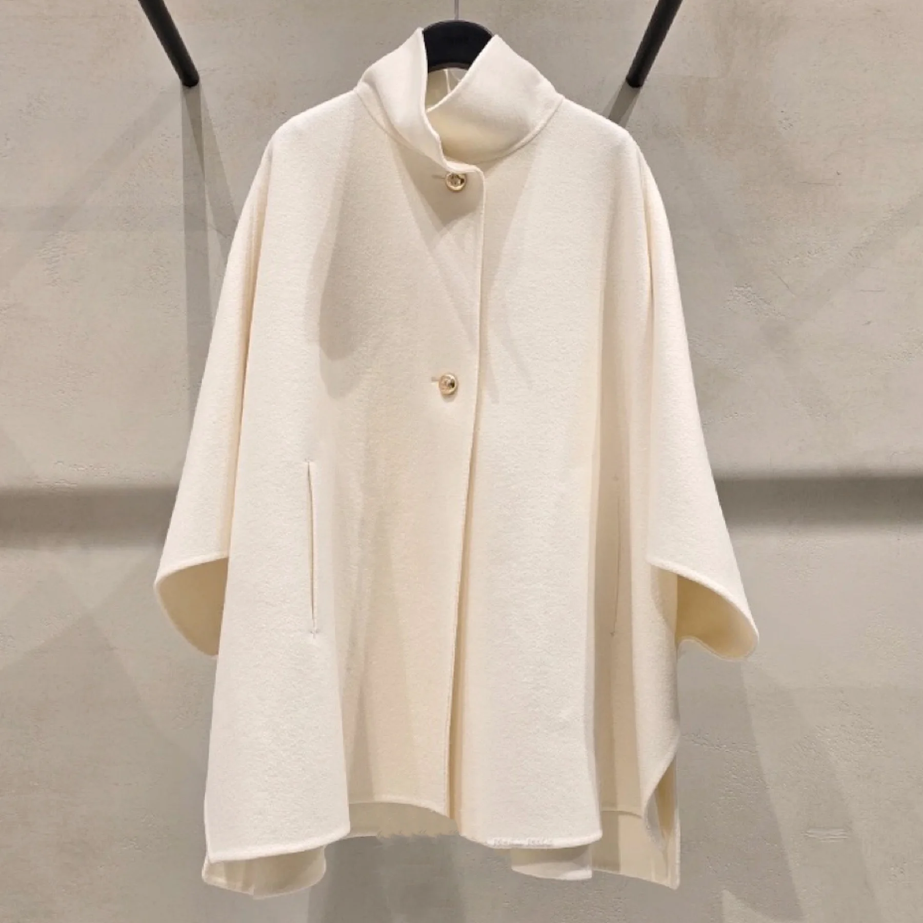 

High Quali Double-Sided Hand-Sewn Camere Coat Stand Collar Cowl Ne Sle Women's Faionable Winter Outerwear