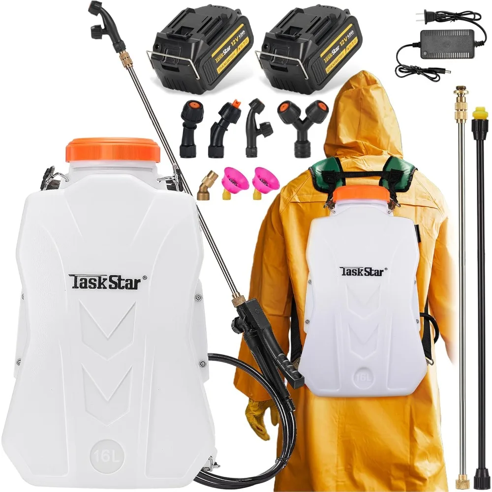 Backpack Sprayer 4 Gallon Battery Powered Electric Sprayer Total 8000mAh Lawn Yard Weed Battery Sprayer 80-100PSI Extendable