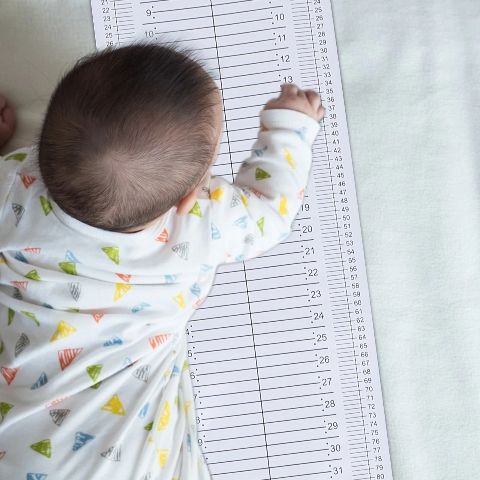 

Baby Height Ruler Measuring Mat Safe Durable White Toddler Monitor Foldable Washable Home Professional Use Wall Decor