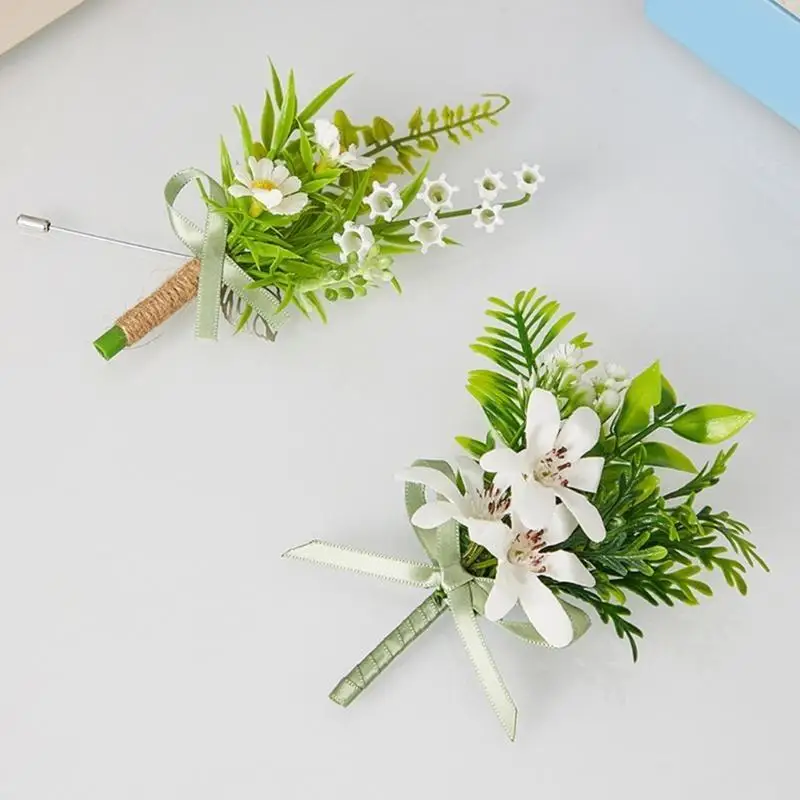 결혼 기념일을위한 인공 꽃 잎을 가진 31bb 스타일리시 남성 boutonniere