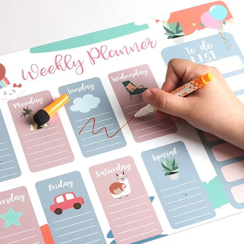Magnetic Weekly Planner Board Fridge Magnetic Erasable Whiteboard Message Board Planner Calendar For Notes Message Drawing