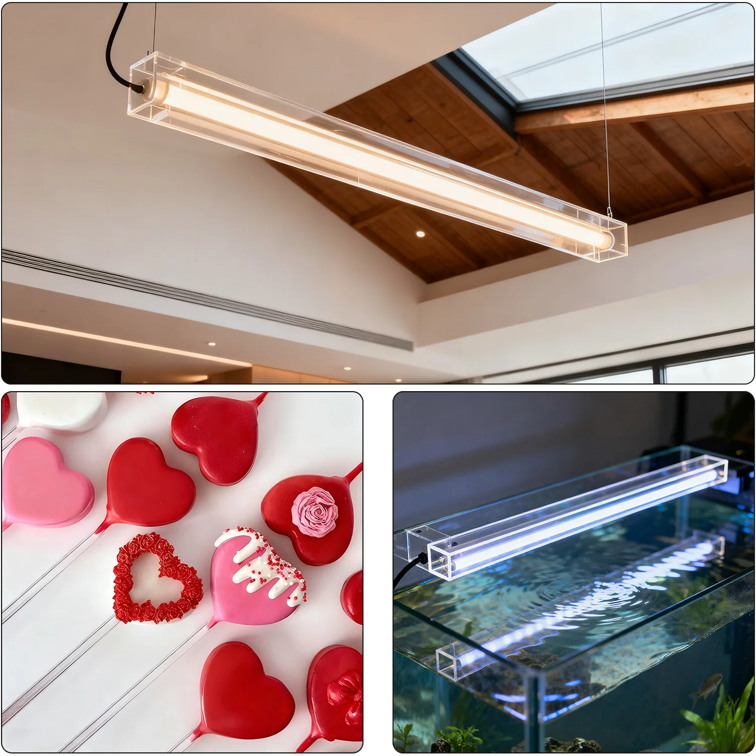 1PC 10-20mm Square Acrylic Pipe, Hollow Duct 500mm Long for DIY Crafts, Lightings Decorations & Model Making