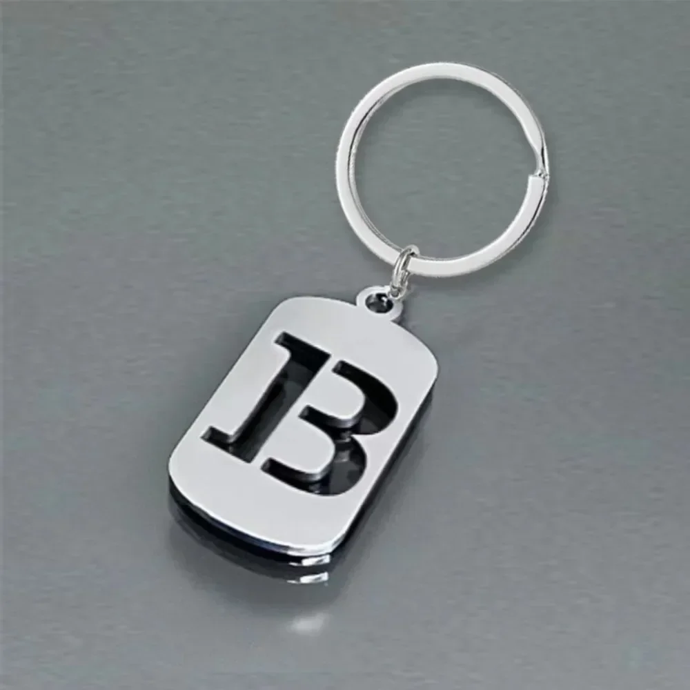 Stainless Steel Hollow English Letter Tag Key Chains Smooth ABC Personalized Keychains Handbag Ornament Backpack Car Pendant