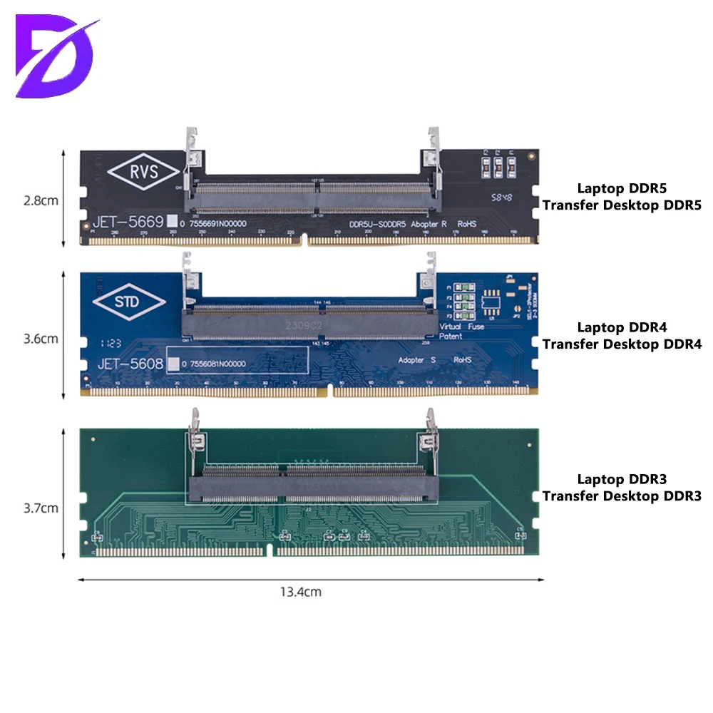 DDR3 DDR4 DDR5 Memory RAM Connector Adapter SO-DIMM To PC DIMM Card Six Layer Circuit Board Plug and Play Wide Compatibility
