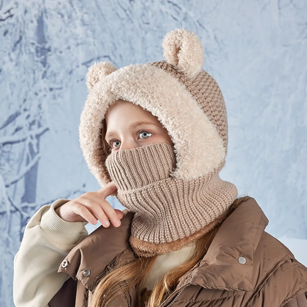 

New Acrylic Fibers Hats Scarf Set Windproof Ear Protection Ear Protection Hat Thicken Knitted Hat Outdoor