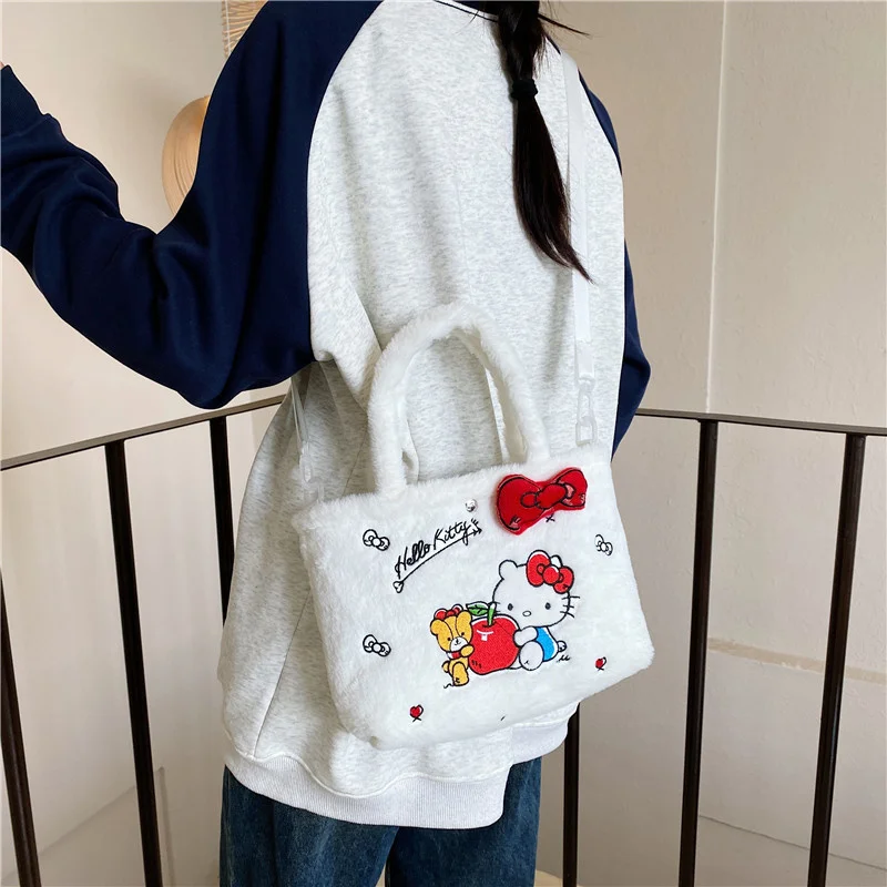 

Sanrio Kuromi Hello Kitty Plush Shoulder Bag Kawaii My Melody Cinnamoroll Cute Cartoon Anime Handbag Storage Bag Women Girl Gift