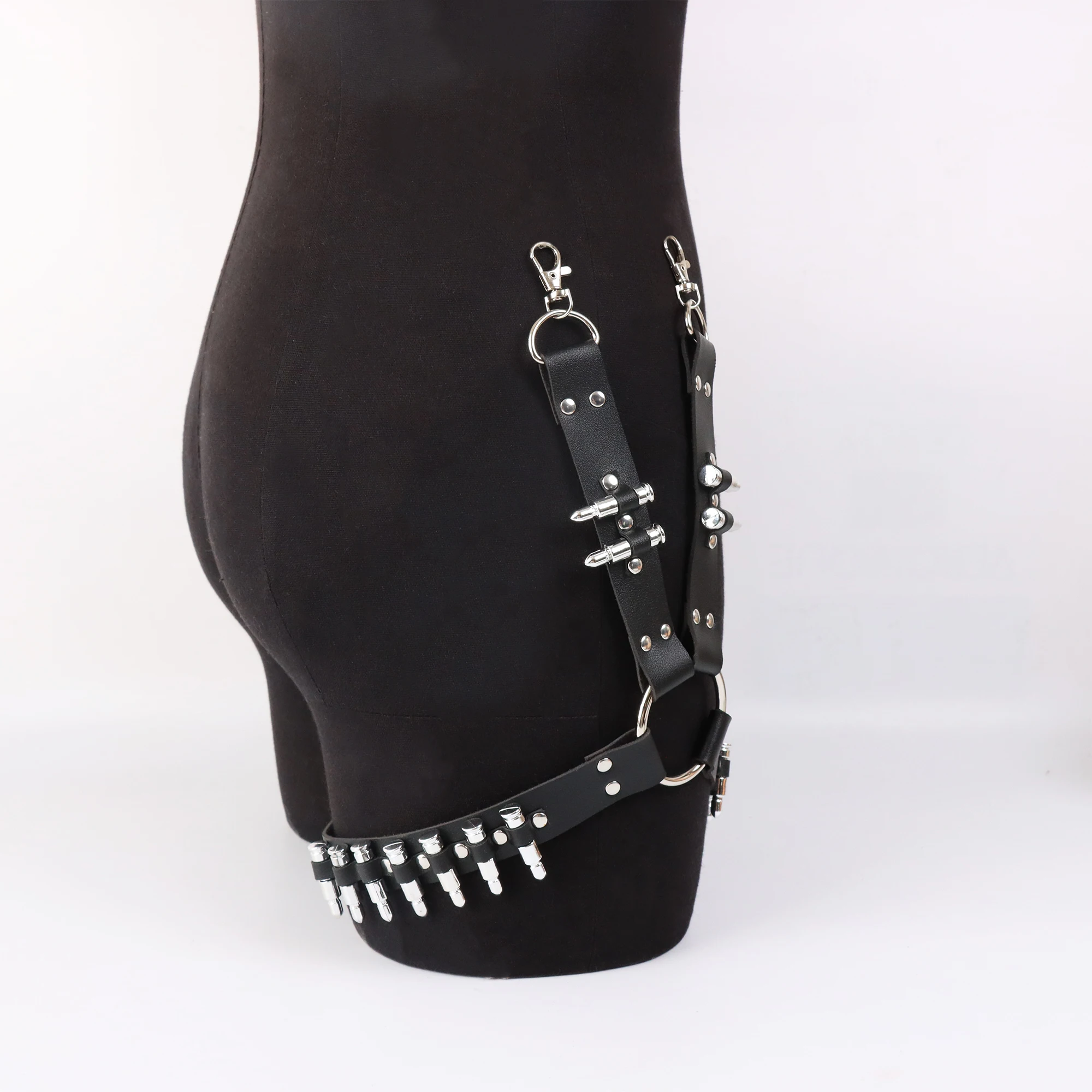 Punk dij jarretellegordel zwart lederen been harnas Rave dij bandjes, dij been harnas Goth cosplay