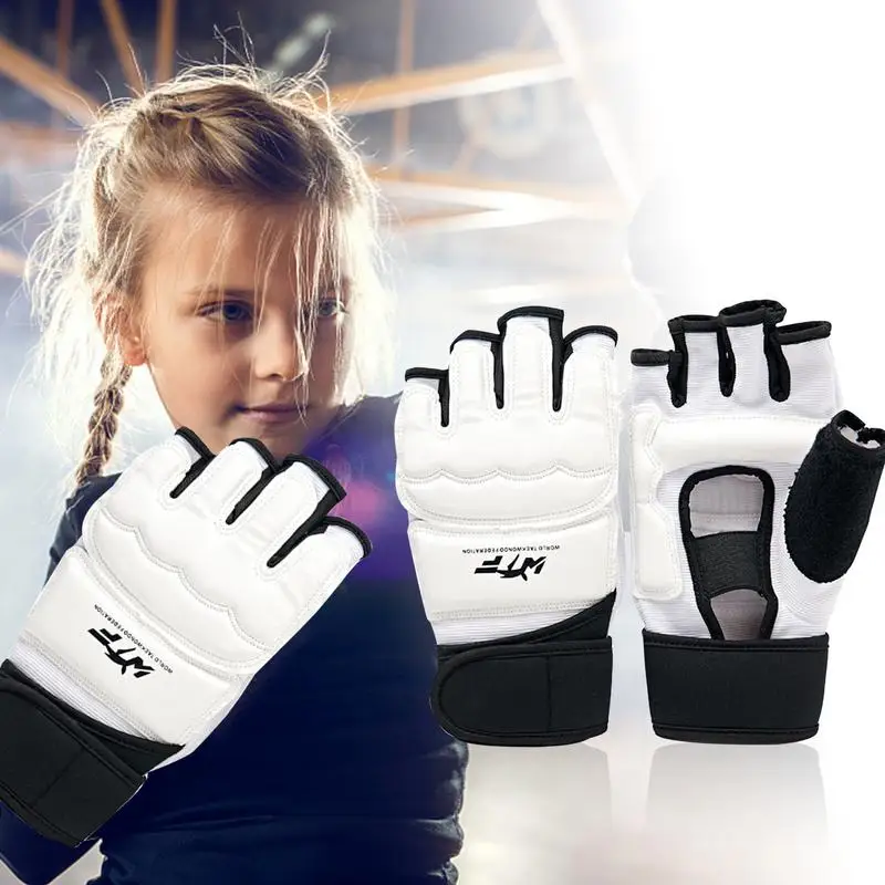 Half Finger Boxing Gloves Kids Taekwondo MMA Leather Gloves Karate Muay Thai Guante De Boxeo Free Fight Training Mittens