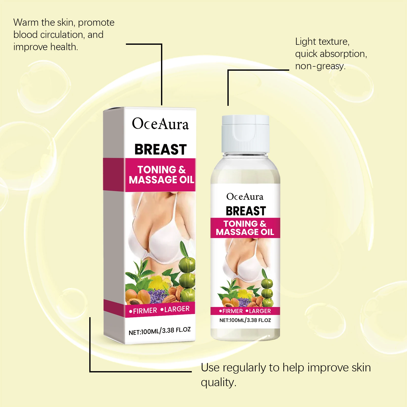 Breast Care Essence Oil,PMS & Menstrual Breast Relie,Anti-Stagnation,Firming & Lifting Effect,Antioxidant & Breast  Health,Aromatherapy & Stress Relief,Non-Greasy & Fast Absorbing, Clean, Vegan & Hormonal-Safe view 3