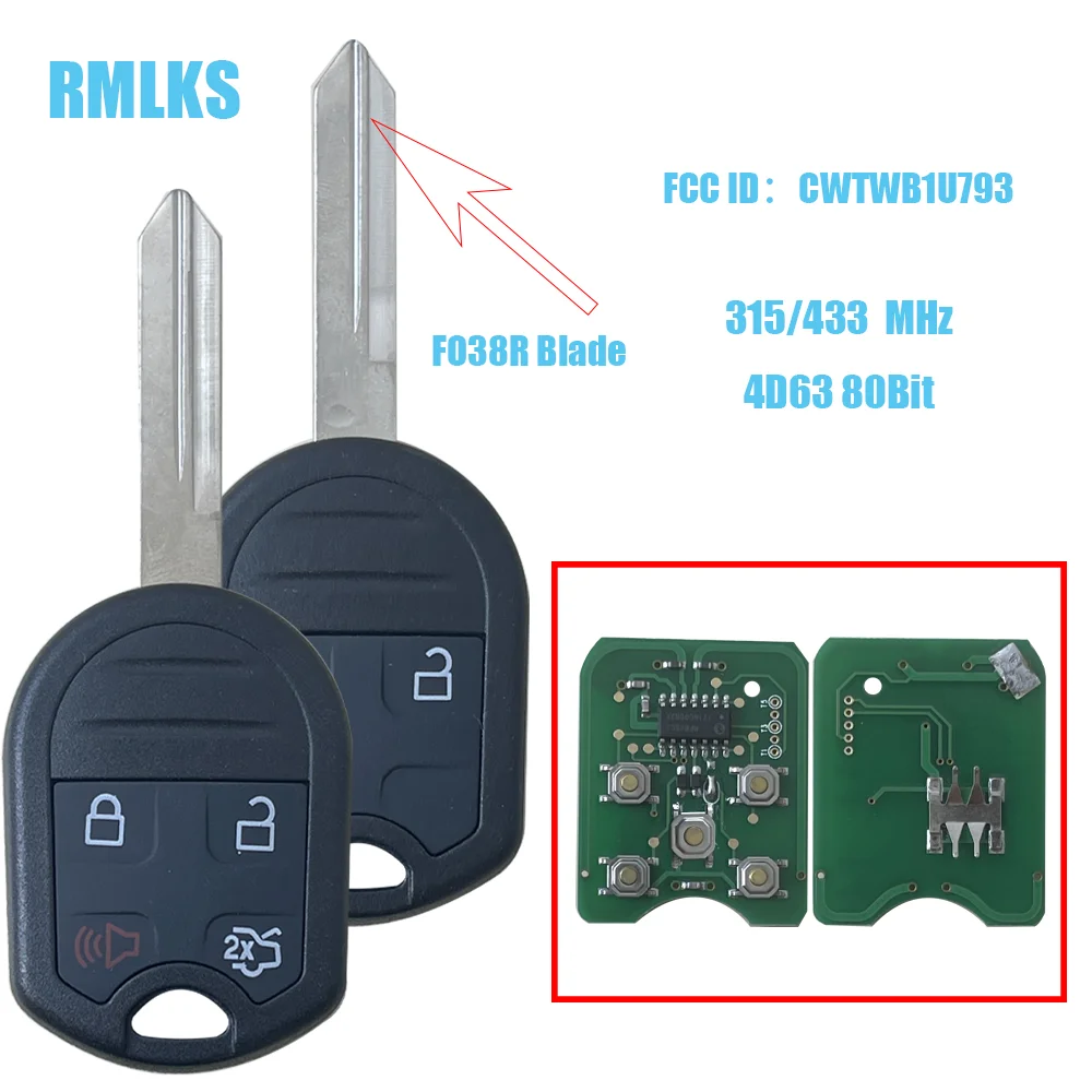 CWTWB1U793 Remote Key 315/433MHz ID63 for Ford Edge Escape Expedition Explorer Flex Fusion Mustan Taurus For Mazda Tribute