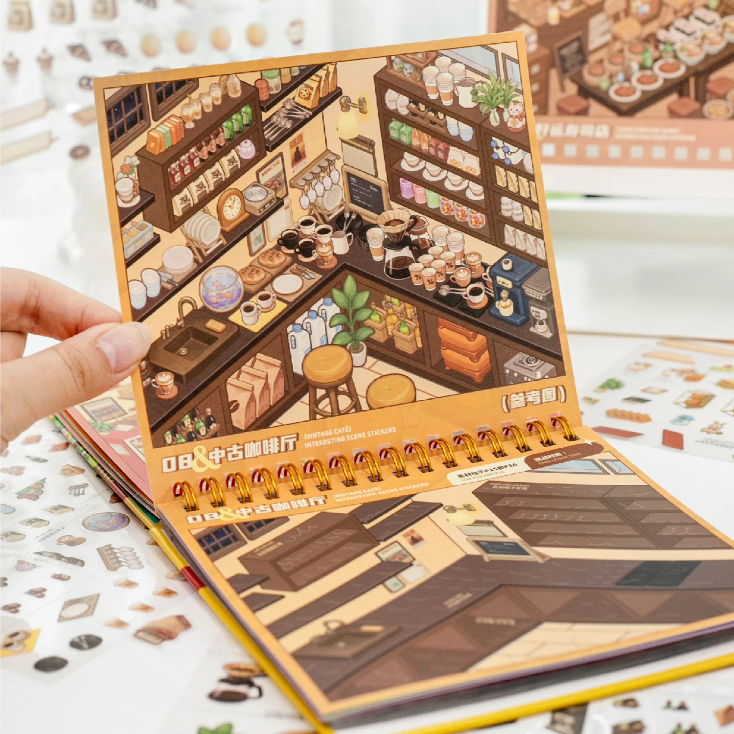 JIAMEI Kawaii 3D Cartoon Supermarket Daily Miniature Scene Stickers Book DIY Handmade Stacking Fun Stress Relief Stickers