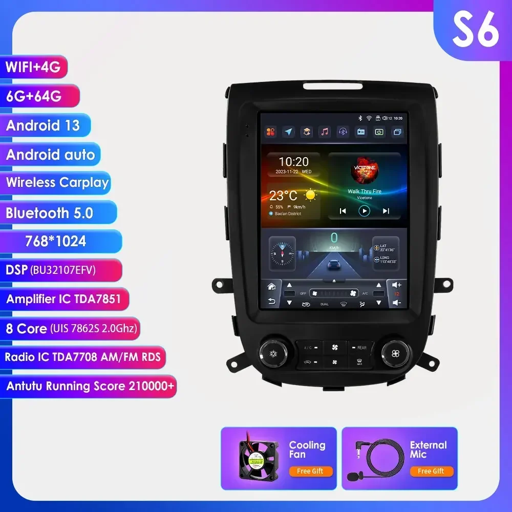 9,7'' 7862 8-core 360 ° Draadloze CarPlay Android autoradio voor Hyundai Santa Fe 2 2006-2012 GPS Multimedia Stereo Head Unit