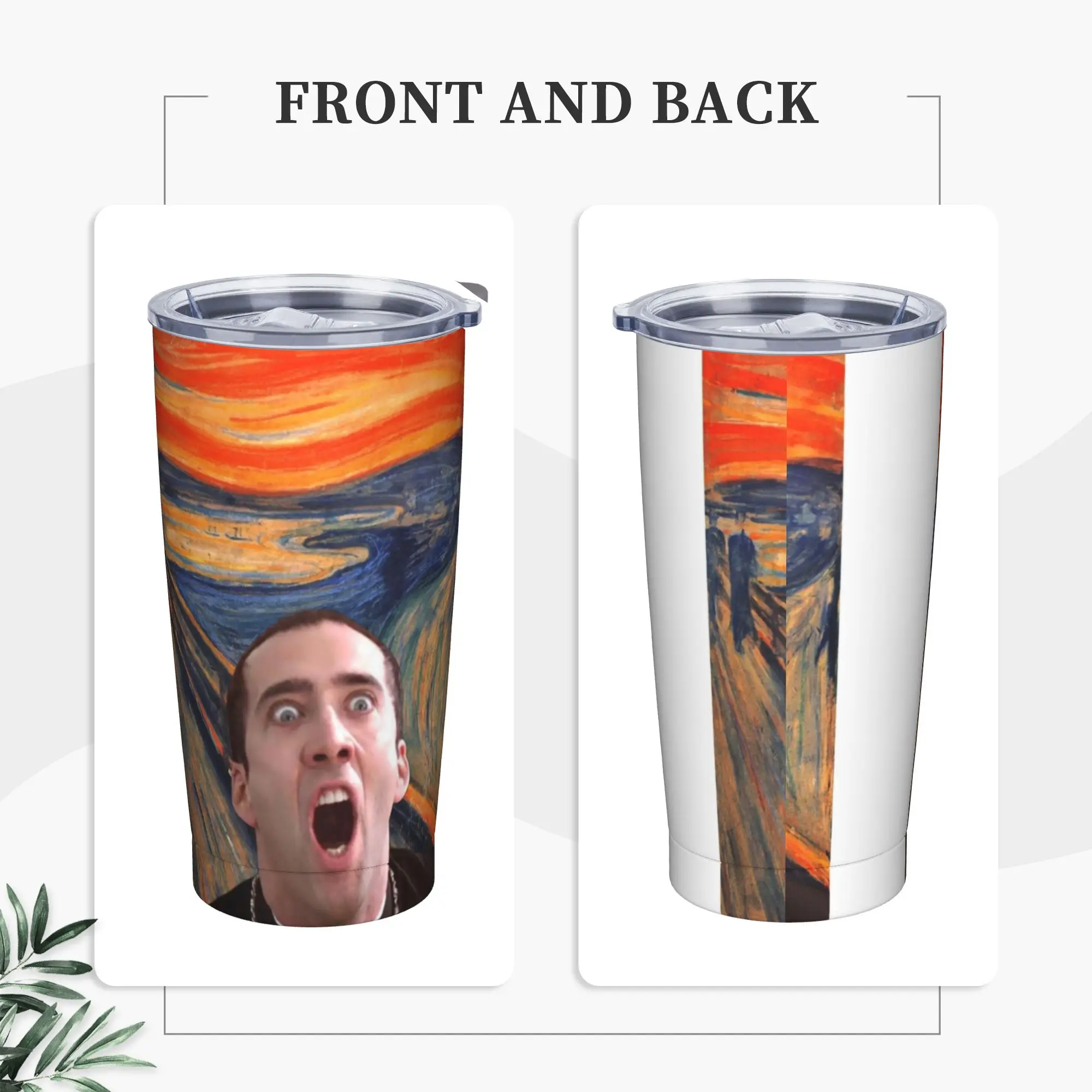 Castor Troy Insulated Tumbler with Straws Lid Nicolas Cage Parody Stainless Steel Coffee Mugs Double Wall  Bottle Cup, 20oz
