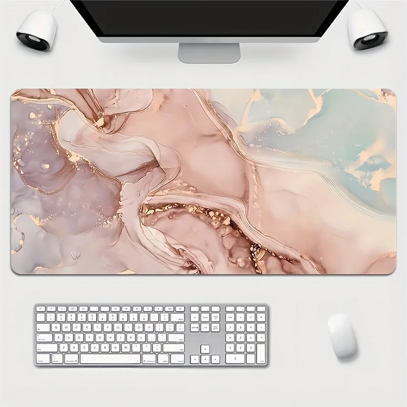 

Mouse Pad Purple Rose Gold Marble Gaming 900x400 Texture Non-Slip Rubber Base Stitched Edges Desk Mat Office Gamer Accessories