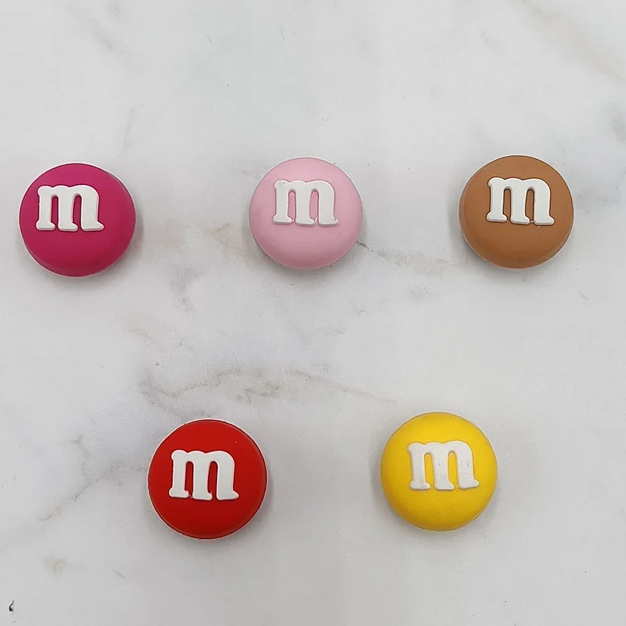 Single Sale 1Pcs Colorful Chocolate Beans PVC Shoe Charms Accessory Shoe Upper Pins Buckle Decorations Badge Kids Gifts