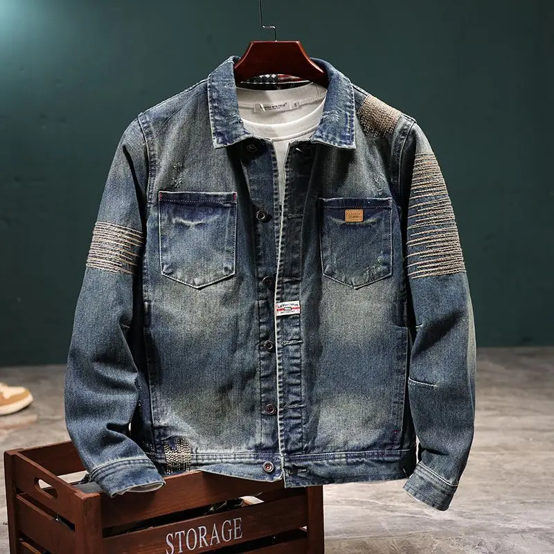 

Autumn and winter new heavy denim jacket men's high-end large size loose trendy top casual fashion jacket