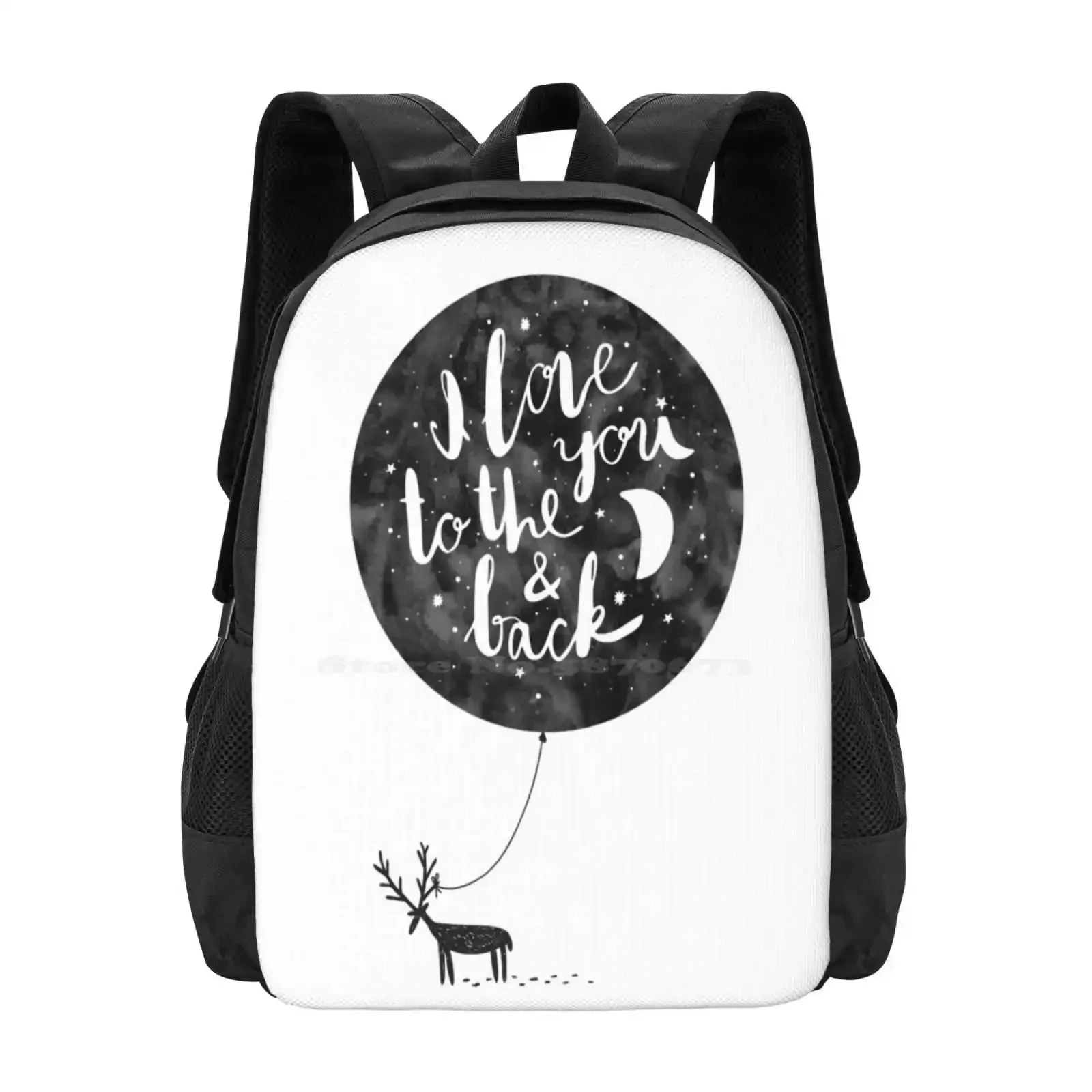 Hand Drawn Cute Illustration With A Deer , Ballon And Text School Bags Travel Laptop Backpack Sketch Floral Day Vector Unique