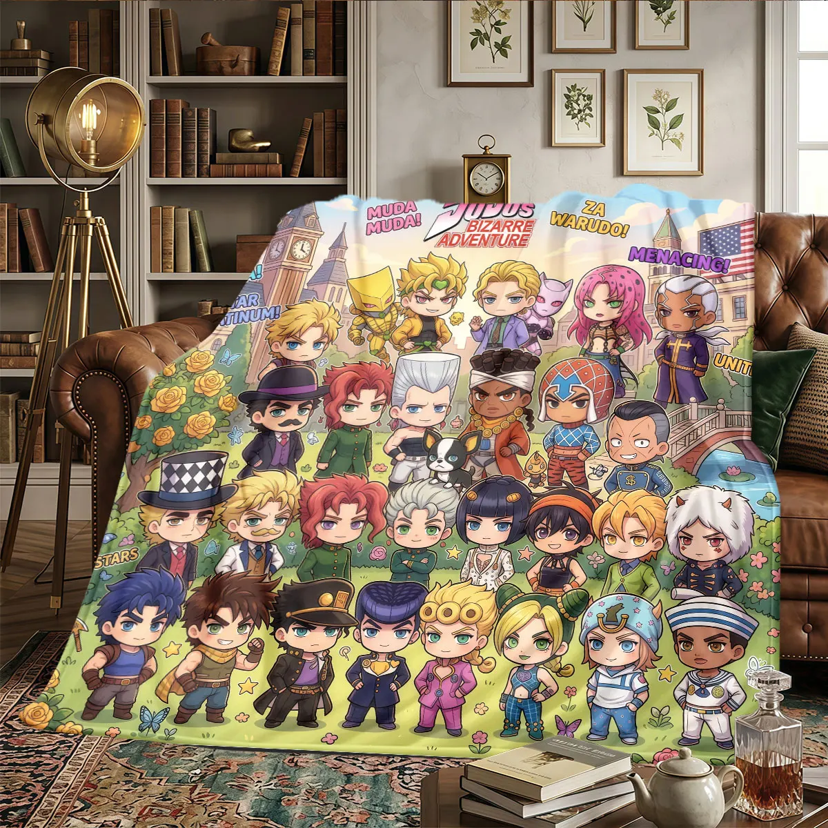 Couverture de maison à motifs JoJos Bizarre Adventure, légère et portable pour les siestes, pour canapés, chaleur et confort, cadeaux de Noël -HE45