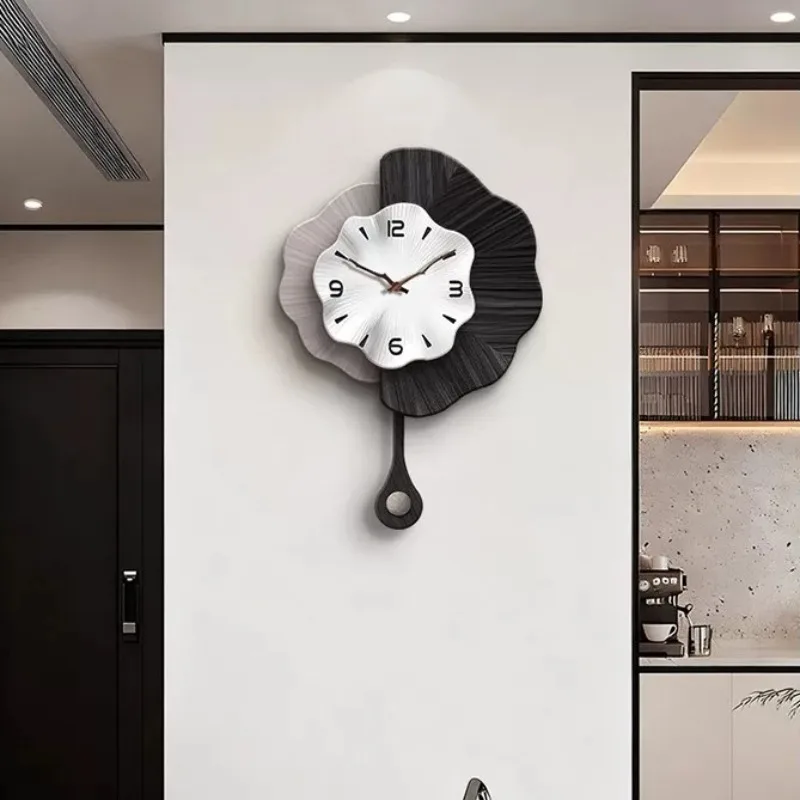 Quartz Sand Wall Clock with Pendula Flower Silent Living Room Wall Clock Portable Luxury Watches Modern Home Decor Products
