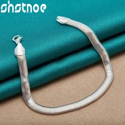 SHSTONE 925 Sterling Silver 6mm Snake Chain Side Bracelets For Women Men Wedding Birthday Party Gifts Charm Luxury Jewelry