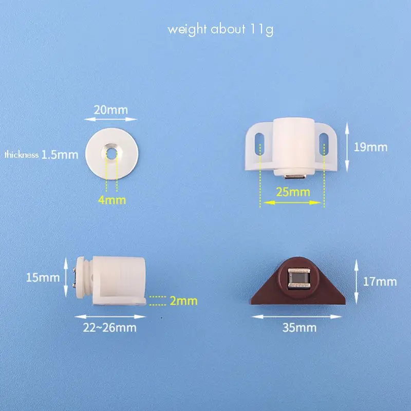 ABS Round Magnetic Door Catches Latch, Cabinet & Furniture Shutter Magnetic Catch Closer for Cupboards, Drawers, Closet