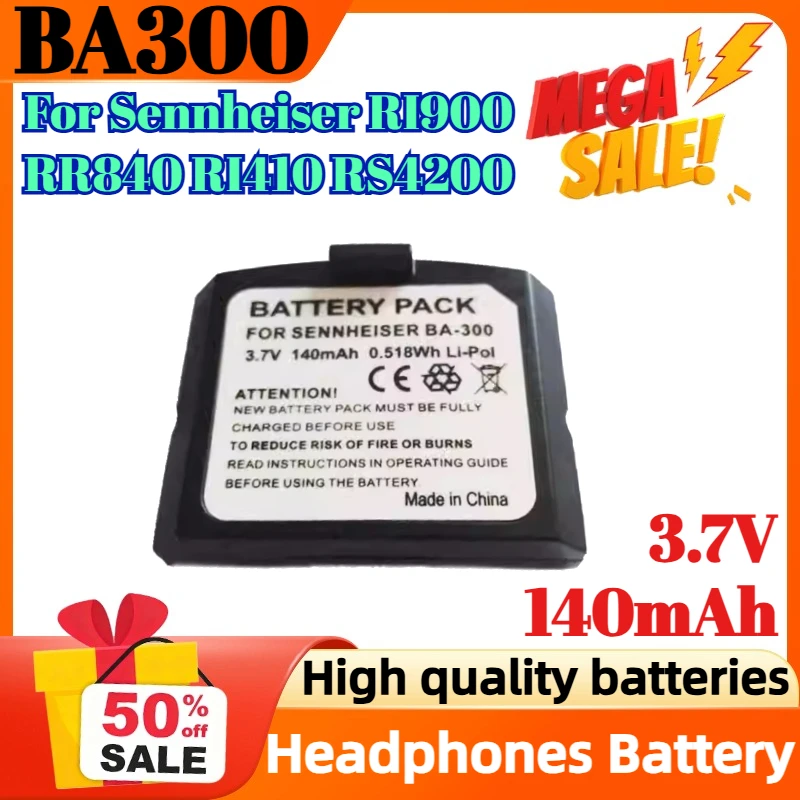 

3.7V 140mAh Battery for Sennheiser BA300 NCI-PLS100H HC-BA300 500898 SET 900 IS410 TV RR4200 IS410 RS-4200 Headphones Battery