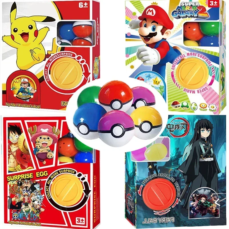 Pokemon Pikachu Gashapon Machines Blind Box 6pcs Random Capsule Super mario Egg Twisting Machine ONE PIECE Kids Surprise Gifts