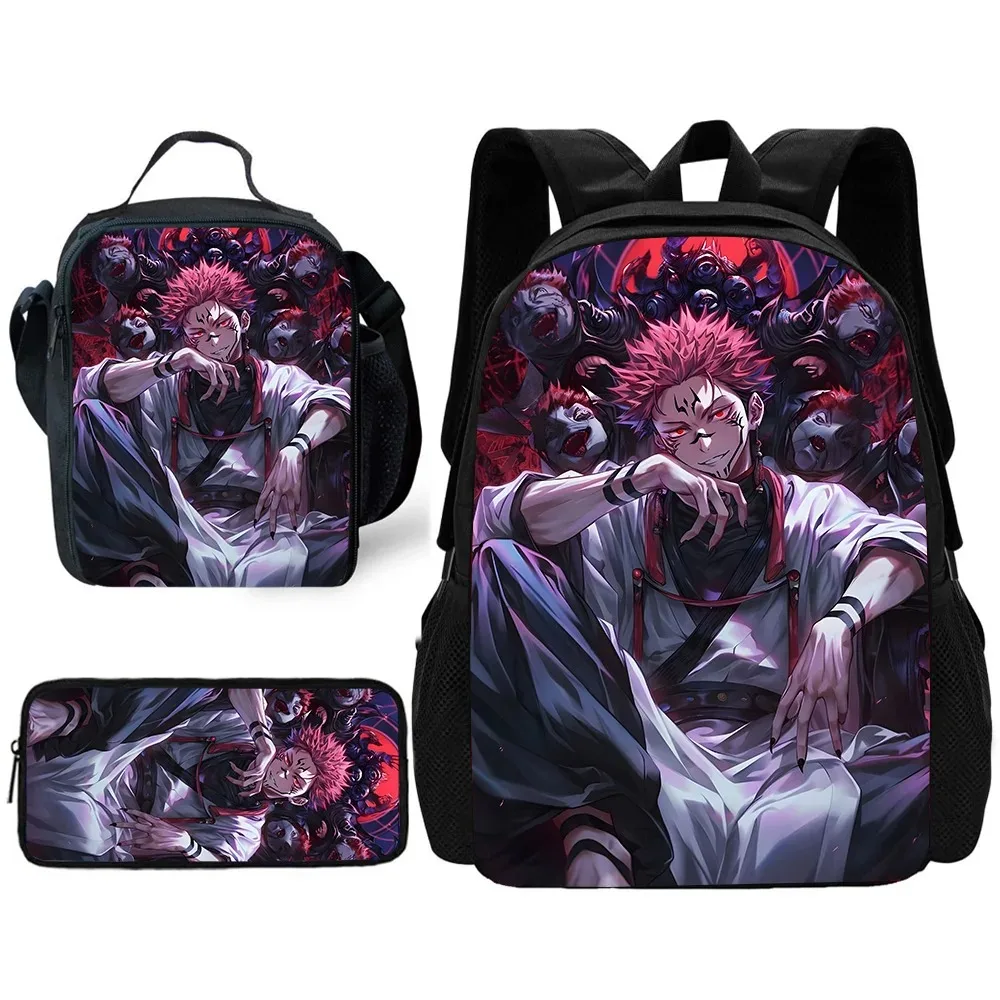 โรงเรียนเด็กอะนิเมะจูจุสึไคเซ็น โกโจ ซาโตรุกระเป๋าเป้สะพายหลังพร้อมถุงอาหารกลางวัน, กระเป๋าดินสอ, กระเป๋าโรงเรียนสำหรับชายหญิงของขวัญที่ดีที่สุด