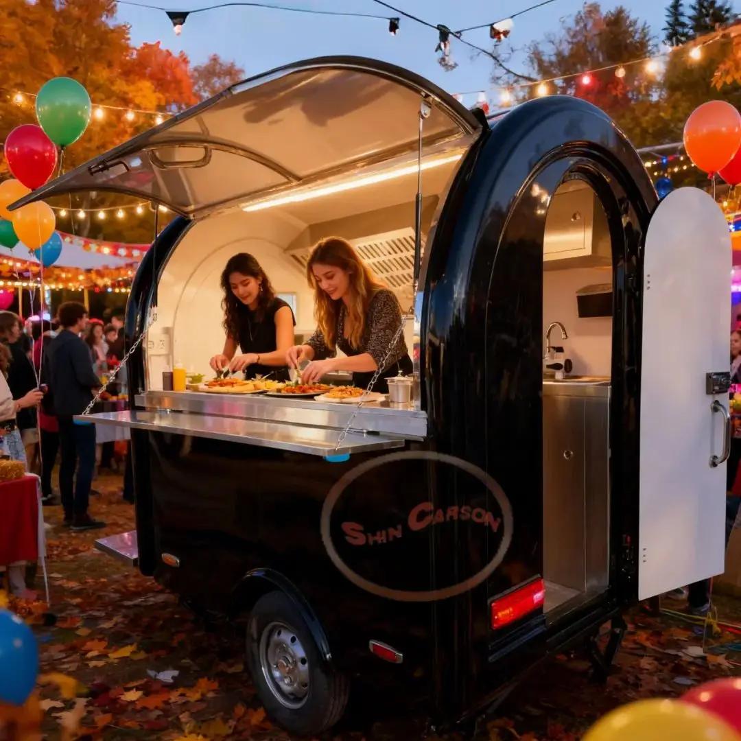 

Onlywe Ice Cream Food Truck with Full Kitchen Bakery Trailer Mobile Street Fast Food Cart Equipped for Business