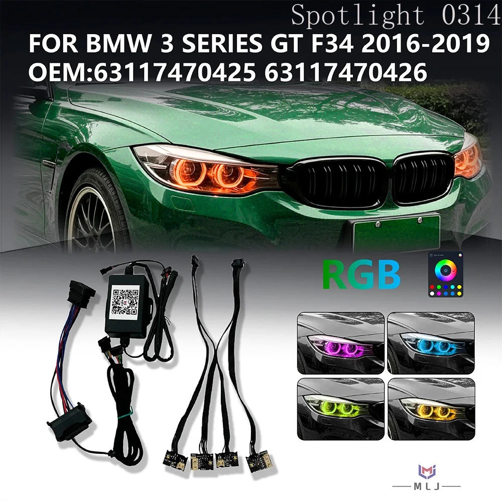 

63117470425 63117470426 RGB FOR BMW 3 Series GT F34 2016-2019 DRL RGB Control by Phone Plug and Play Angel Eye Car Accessories