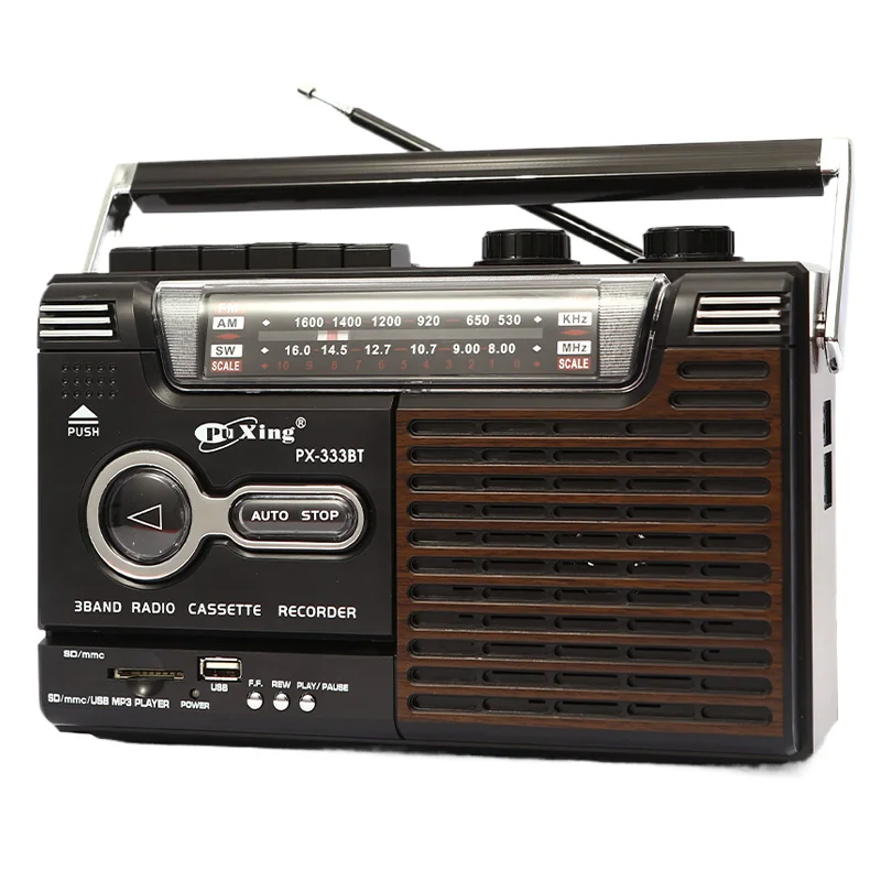 Portable Vintage Retro USB AM/FM/SW Multiband Radio Stereo Wireless Bluetooth Boombox Mp3 Audio Cassette Tape Player Recorder