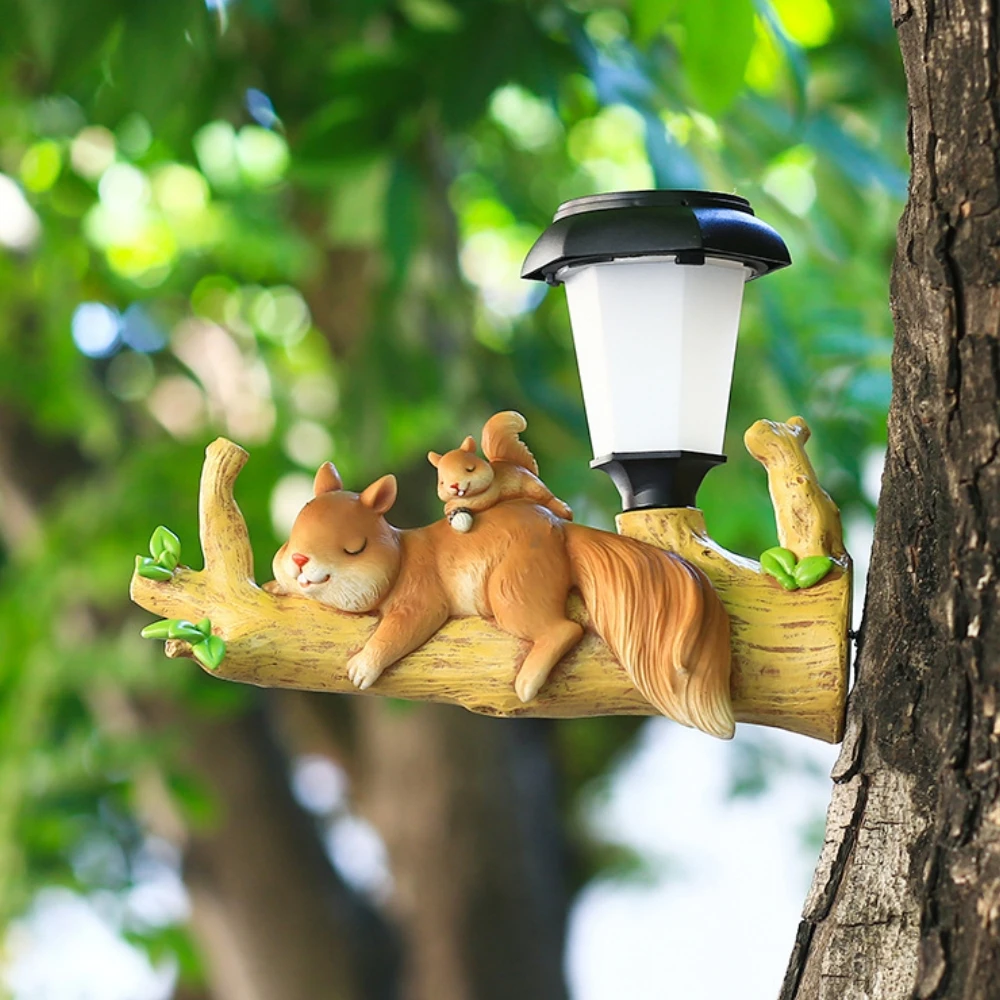 

Solar Squirrel Outdoor Decorations Sloth with Lantern LED Tree Hugger Sculpture Outside Tree Garden Statue