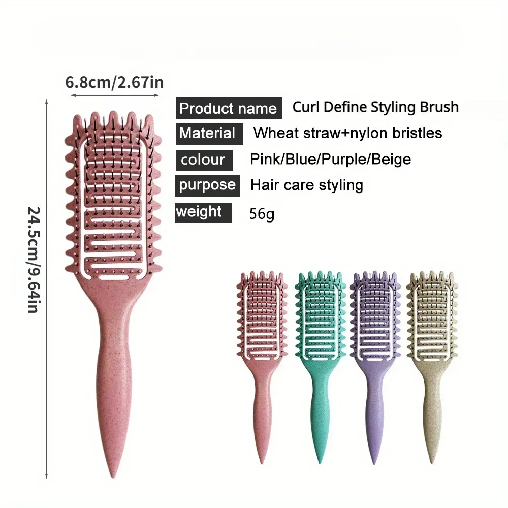 Curl Definir Styling Brush, Oco Out, Escova de cabelo Detangling, Pente Tangled, Shaping Definindo Cachos, Barber Styling Tools, 3 em 1