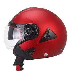 Matte Red Breathable Head Protection Wear-Resistant Motorcycle Kask Open Face Retro Biker Helmet Anti-Fall Motocross Accessories