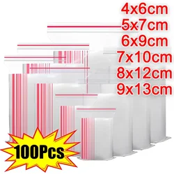 100pcs/pack Self Seal Clear Plastic Poly Bag Resealable Bags Food Storage Package Reclosable Vacuum Fresh Organize Pouch Bag