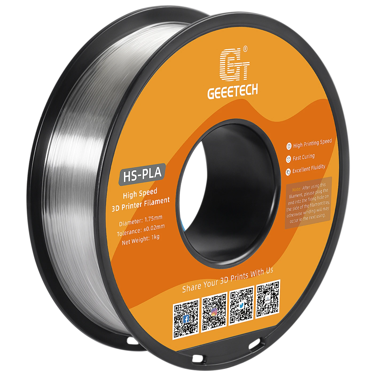 HS-PLA Filament 1.75mm 3D Printing Filament for Most of  High Speed 3D Printers Geeetech Thunder For Creality 1 kg