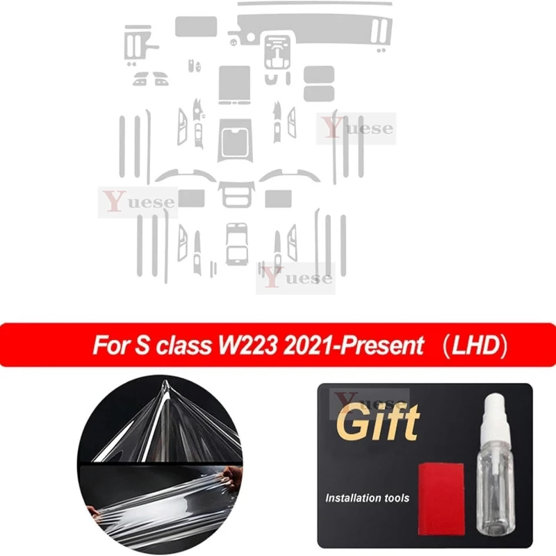 

For Mercedes Benz S Class W223 AMG 2021-2025 car navigation screen protector invisible transparent film TPU interior film