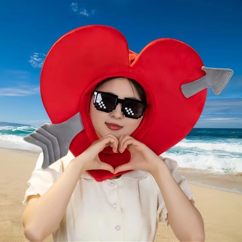 

Red Funny Valentine's Heart Hat Love Peach Cosplay Cupid Heart Cupid's Arrow Hat Headwear Cartoon Photo Props Hat Men/Women