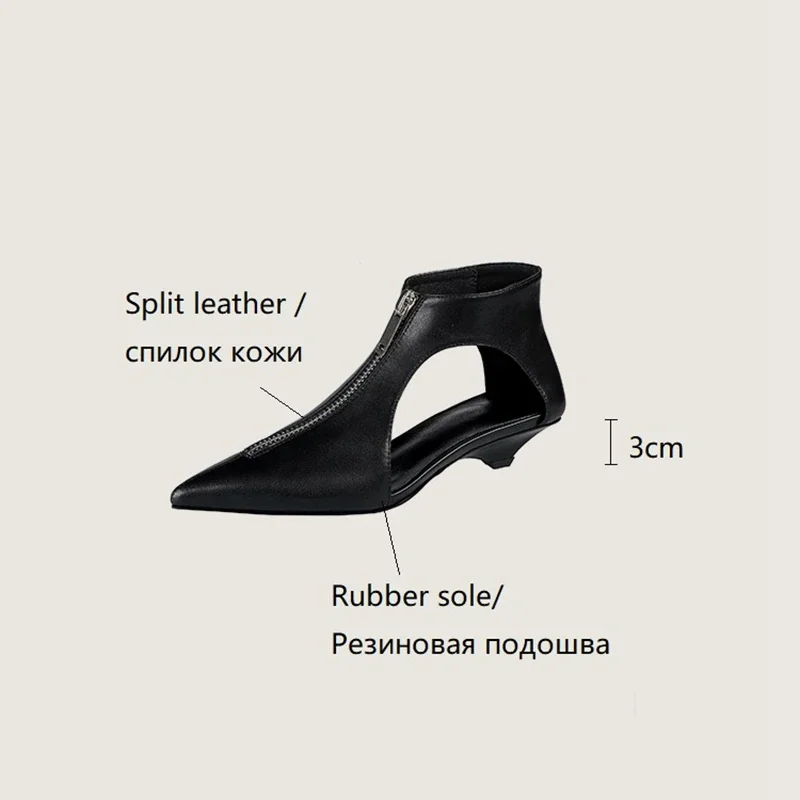 NEW Summer Women Shoes Genuine Leather Pointed Toe Women Sandals Solid Modern Sandals for Women Soft Low Heels Plus Size Shoes