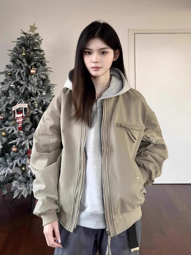 

Cleanfit American Retro Ma Bomber Pilot Jaet ort Wide Street Sle Свободный крой Мужчины Женщины Весна Осень Faion Верхняя одежда