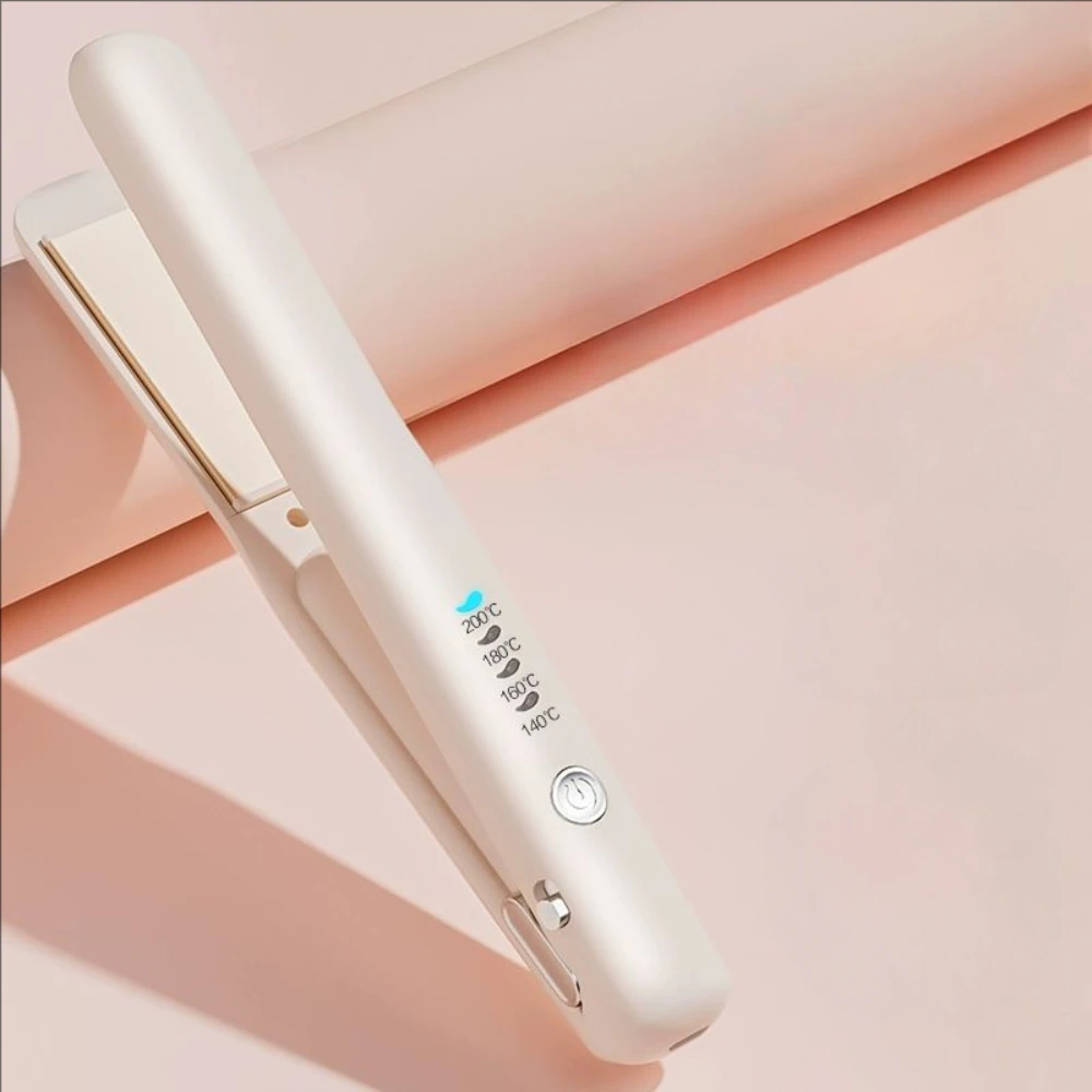 Portable Wireless Mini Flat Iron 2600mAh USB Charging Negative Ions Hair Straightener Fast Heat Anti‑Scald 4 Temperature Control