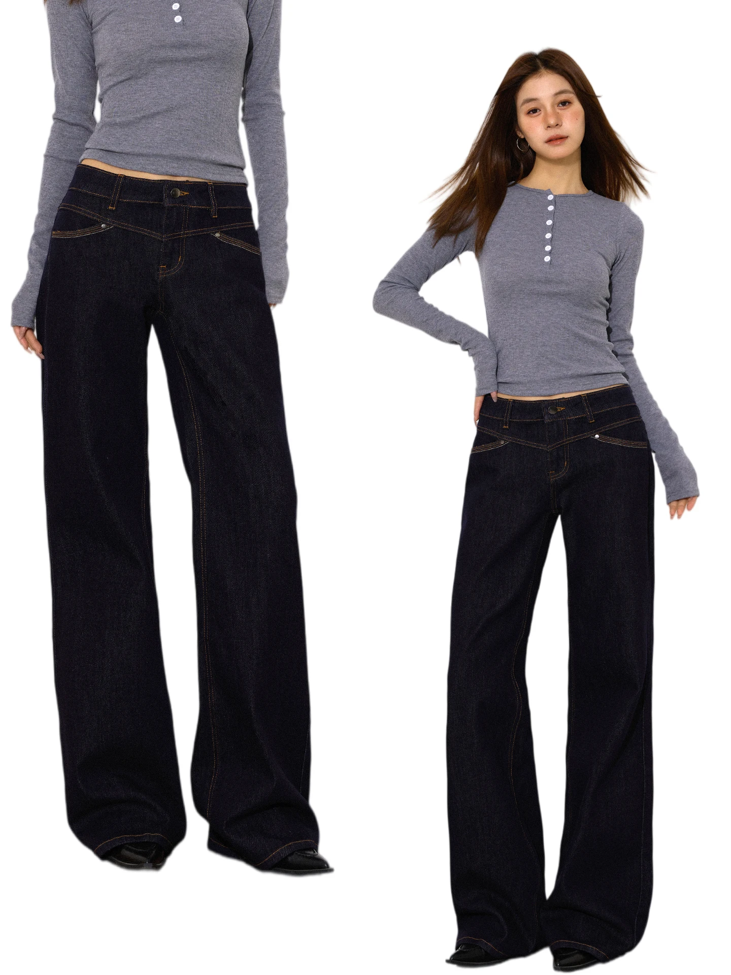 

Женские джинсы прямого кроя Original Color с низкой посадкой, широкие, свободные, в пол, в стиле Spicy Girl