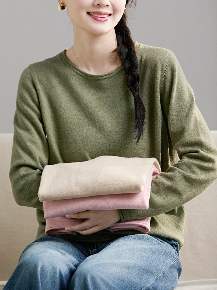 

Женский хлопковый вязаный свитер Gujia с круглым вырезом, мягкий, комфортный, не скатывается, новинка весенней коллекции, в стиле колледж.