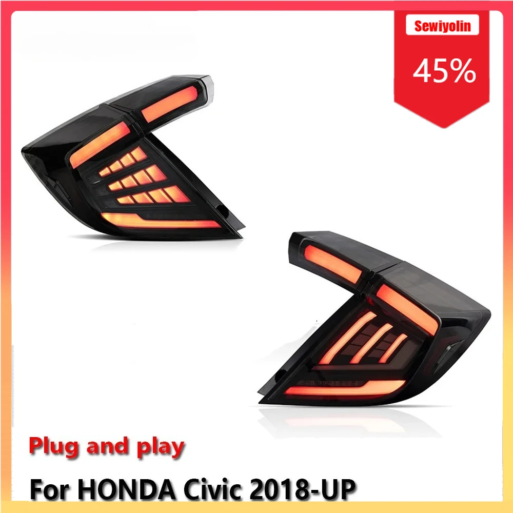 

Автомобильный светодиодный задний фонарь, автомобильные детали для HONDA Civic 2018-UP, авто противотуманные DRL, стоп-сигнал поворота, лампа Plug and Play