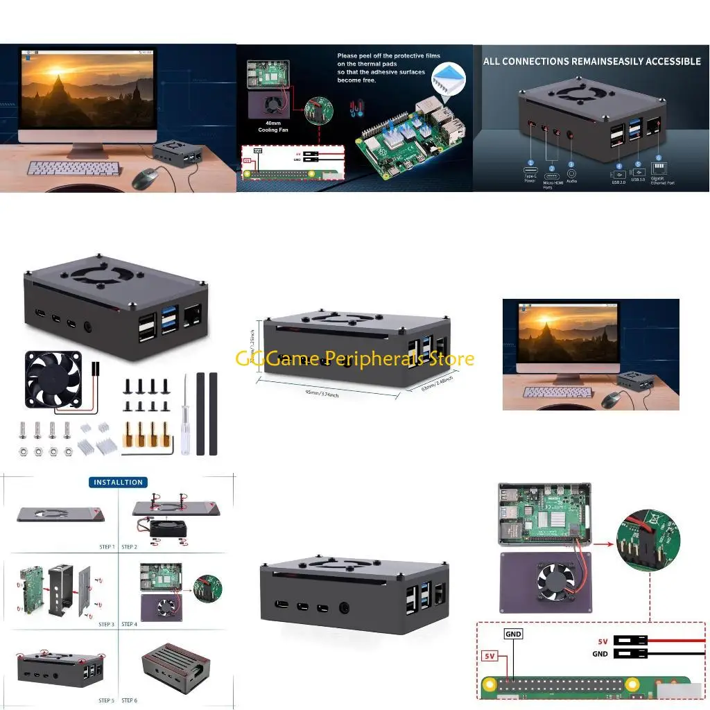 

U55B Alloy Case with Cooling Fan for RaspberryPi4 4B Heat Dissipation Enclosure