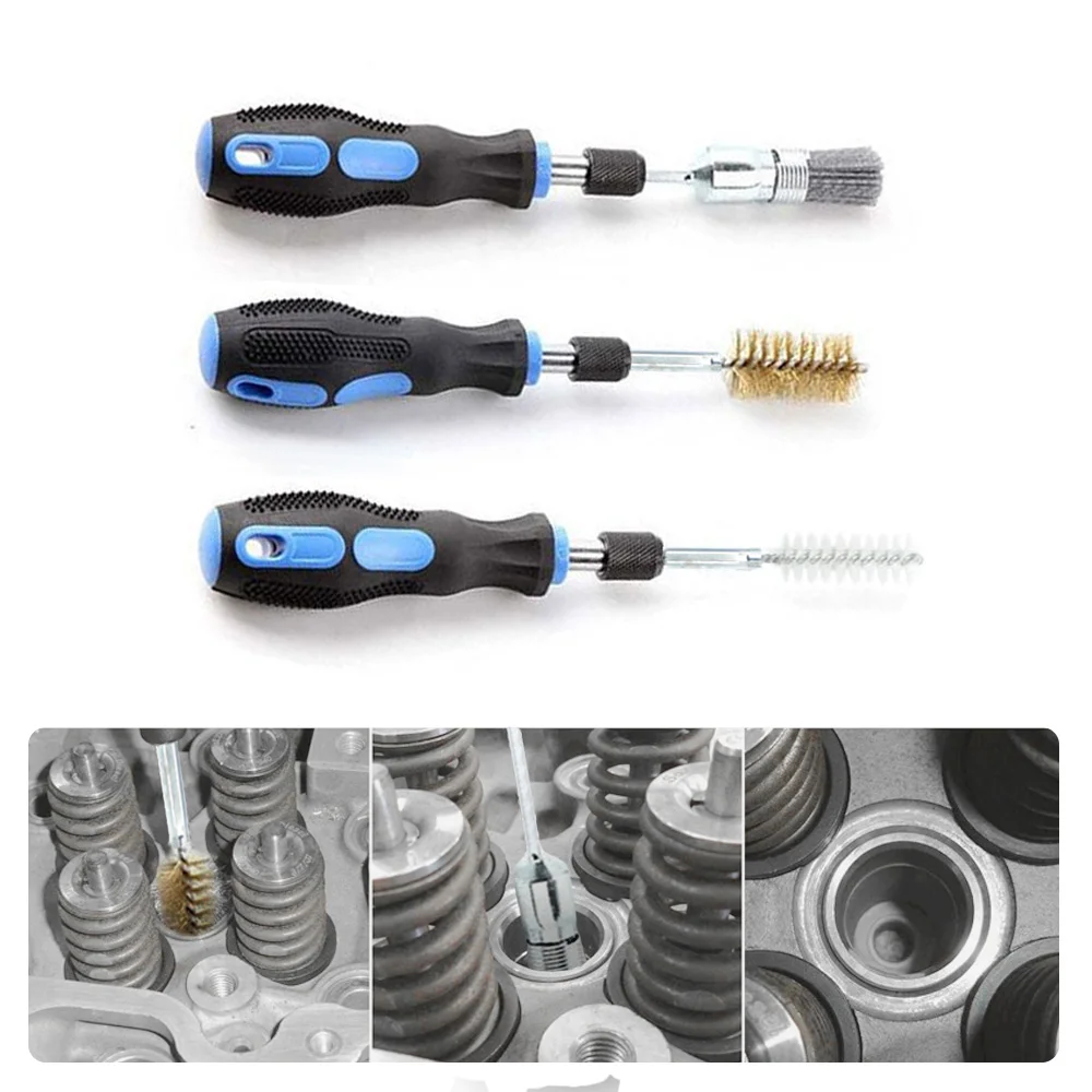 Set di strumenti per la pulizia della base dell'iniettore di carburante universale 19 in 1 con una varietà di spazzole per pulire e pulire la maggior parte dei motori di automobili