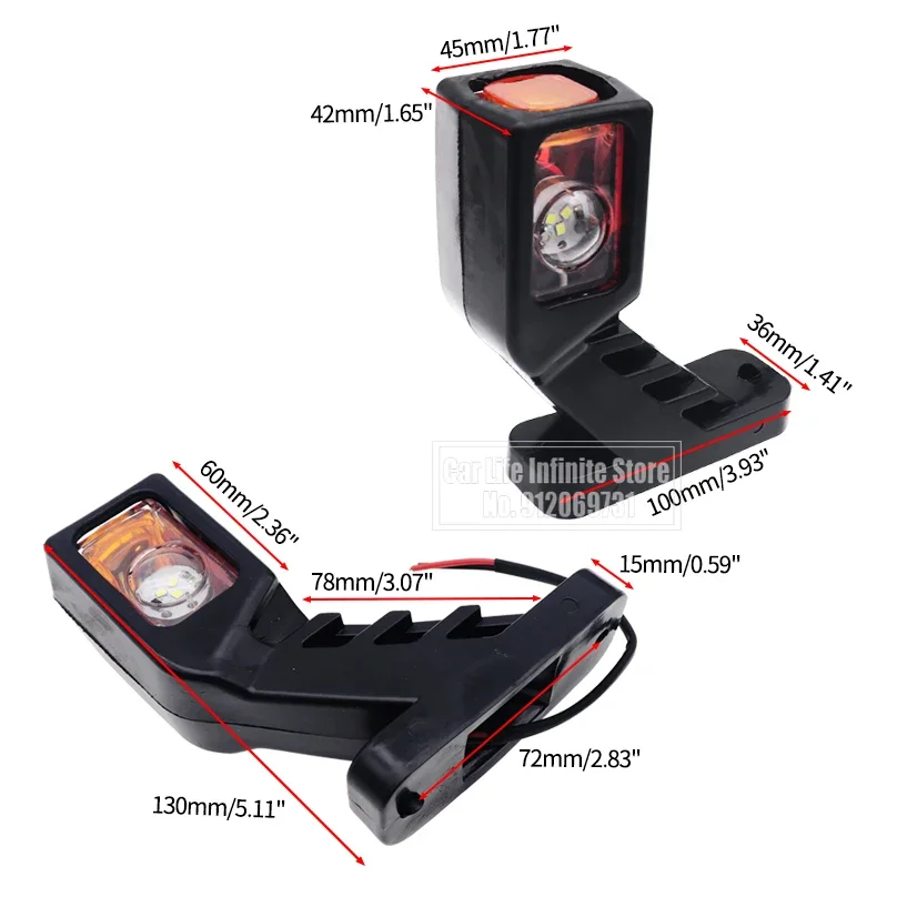 2Pcs LED Trailer Side Marker Lights Outline Marker Truck Light 9LED Indicator Lamp Van Pickup Tail Light White Red Yellow