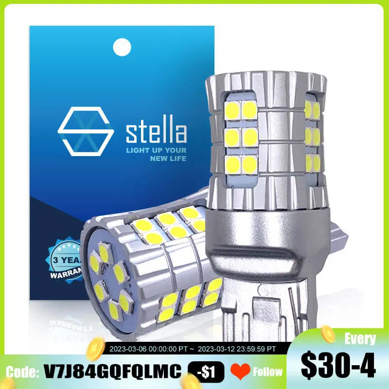 Stella 2pcs LED T20 W21W 7440  Daytime Running lights Turn Signal Light Bulbs for car No Hyper Flash Brake Reversing side light