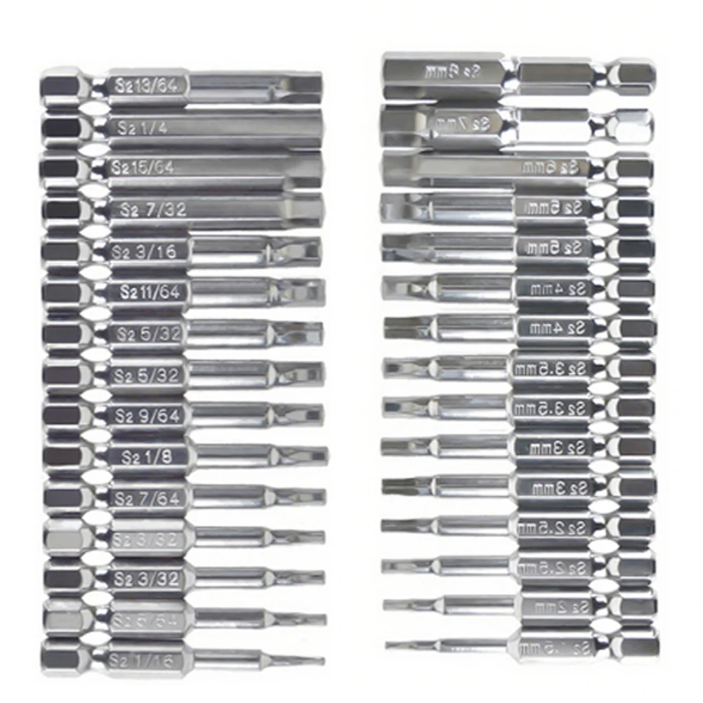 30 шт. отвертка 1/4 шестигранный хвостовик пакетная головка 50 мм отвертки магнитная отвертка шестигранный ключ электроинструмент